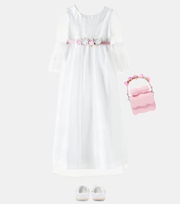 Abito in pizzo e tulle con fiocco | Monnalisa