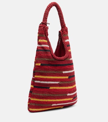 Striped leather-trimmed cotton tote bag | JW Anderson