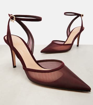 85 suede-trimmed organza pumps | Gianvito Rossi