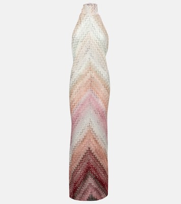 Vestido largo con escote halter en zigzag | Missoni