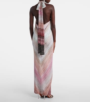 Vestido largo con escote halter en zigzag | Missoni