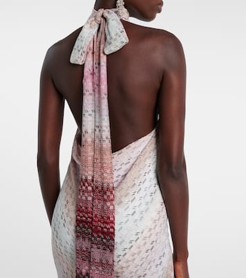 Vestido largo con escote halter en zigzag | Missoni
