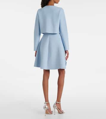 Cropped floral-appliqué sequined jacket | Oscar de la Renta