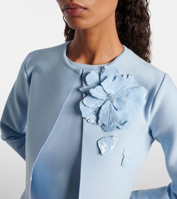 Cropped floral-appliqué sequined jacket | Oscar de la Renta