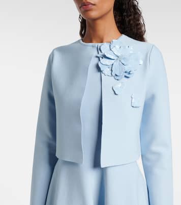 Cropped floral-appliqué sequined jacket | Oscar de la Renta