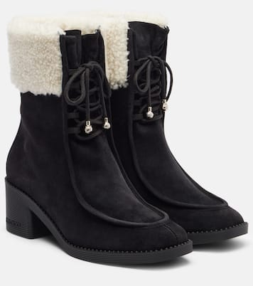 Hali 60 shearling-trimmed suede ankle boots | Jimmy Choo