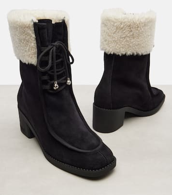 Hali 60 shearling-trimmed suede ankle boots | Jimmy Choo