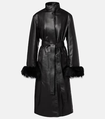 Mantel aus Leder mit Shearling | Alaïa