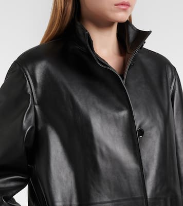 Mantel aus Leder mit Shearling | Alaïa