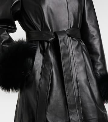 Mantel aus Leder mit Shearling | Alaïa