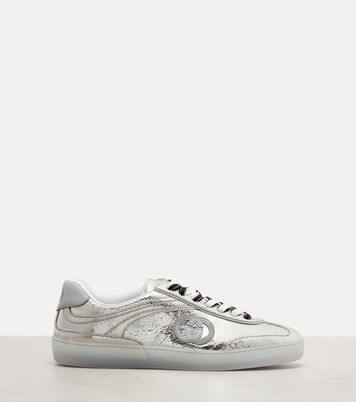 G75 metallic leather sneakers | Gucci