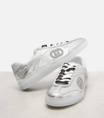 G75 metallic leather sneakers | Gucci