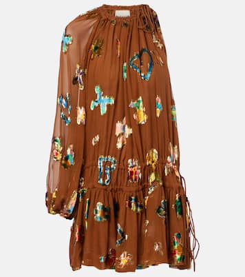 Embroidered silk-blend mini dress | Alémais