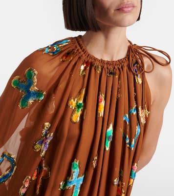 Embroidered silk-blend mini dress | Alémais