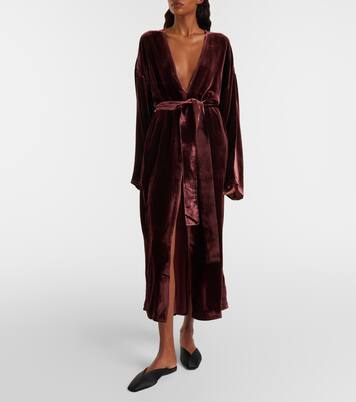 Belted velvet midi dress | Asceno