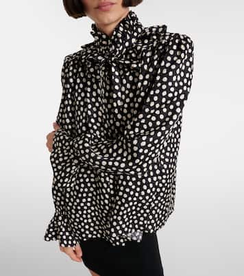 Polka-dot tie-neck silk blouse | Chloé