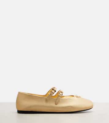 Mary-Jane-Ballerinas aus Metallic-Leder | Prada