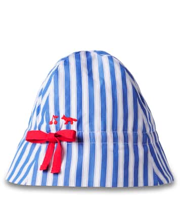 Bow-detail striped cotton hat | Bonpoint