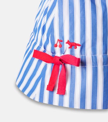 Bow-detail striped cotton hat | Bonpoint