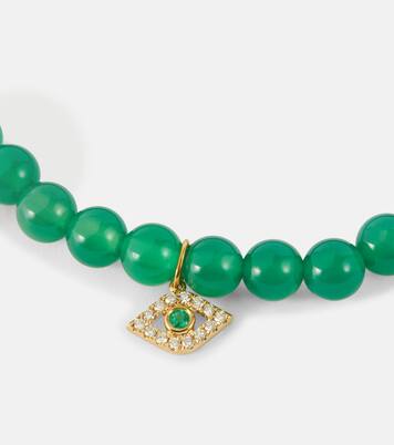 Bracelet Evil Eye en or jaune 14 ct et diamants | Sydney Evan