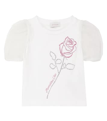 T-shirt in cotone e tulle | Monnalisa