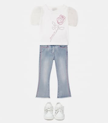 T-shirt in cotone e tulle | Monnalisa