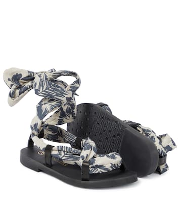 Sandalias Hibiscus de lona y piel | The New Society