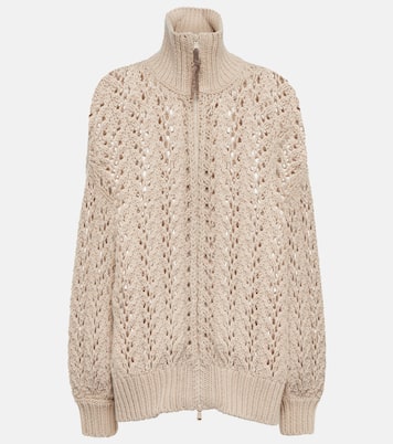 Open-knit wool-blend cardigan | Brunello Cucinelli