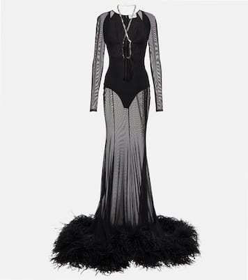 Feather-trimmed cutout gown | The Attico