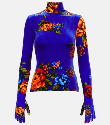 Top en velours à fleurs avec gants | Vetements