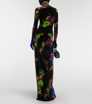 Top en velours à fleurs avec gants | Vetements