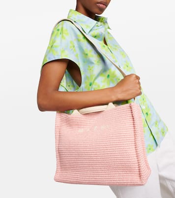 Tote Small de efecto rafia con logo | Marni