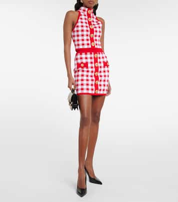 Minifalda de punto a cuadros  | Balmain