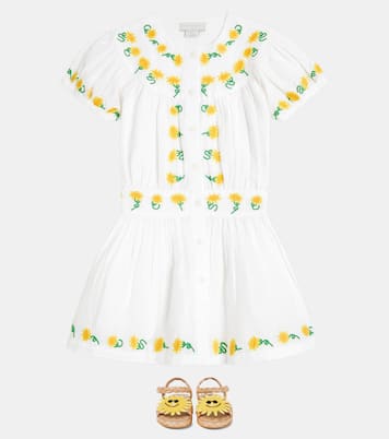 Besticktes Kleid aus Leinen und Baumwolle | Stella McCartney Kids