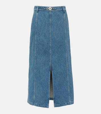 Jupe midi en jean à taille haute | Patou