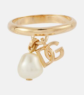 Capri DG faux pearl-embellished ring in gold - Dolce Gabbana 