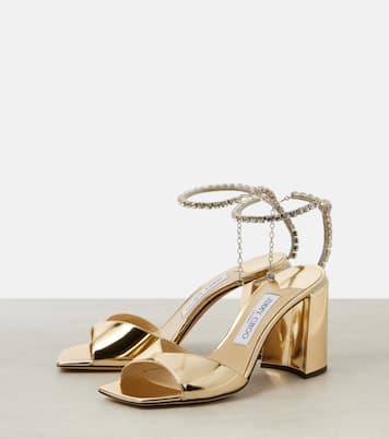 Verzierte Sandalen Saeda 85 aus Metallic-Leder | Jimmy Choo