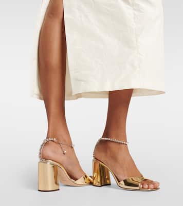 Verzierte Sandalen Saeda 85 aus Metallic-Leder | Jimmy Choo