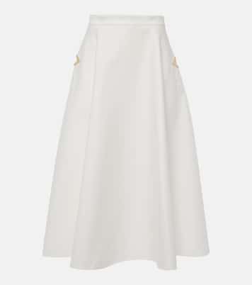 Gonna midi VGold in gabardine di cotone | Valentino