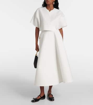 Gonna midi VGold in gabardine di cotone | Valentino