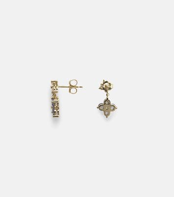 Ohrringe Luckiest Clover aus 10kt Gelbgold mit Diamanten und Saphiren | Stone and Strand