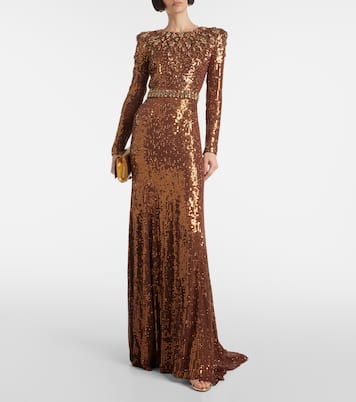 Abito lungo Ginevra con paillettes | Jenny Packham
