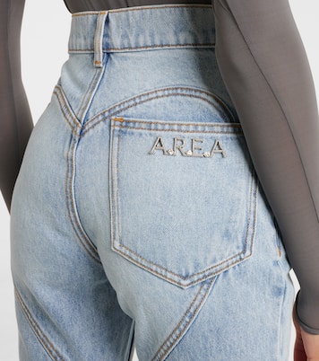Jeans rectos de tiro alto con aplique floral | Area