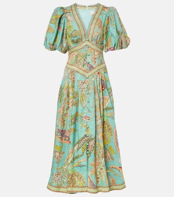 Franca printed linen midi dress | Alémais