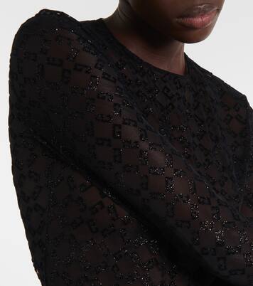Monogram 72 Glitter sheer mesh bodysuit | Givenchy