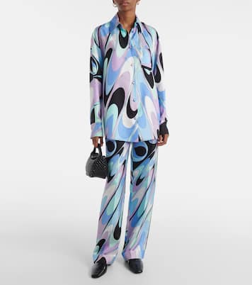 Camicia pigiama in twill di seta con stampa | Pucci