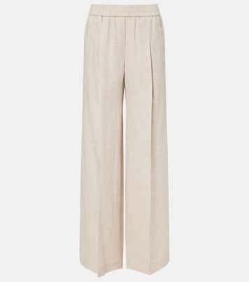 Pantaloni a gamba larga in lino | Brunello Cucinelli