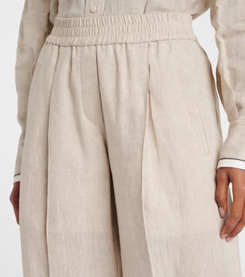 Pantaloni a gamba larga in lino | Brunello Cucinelli