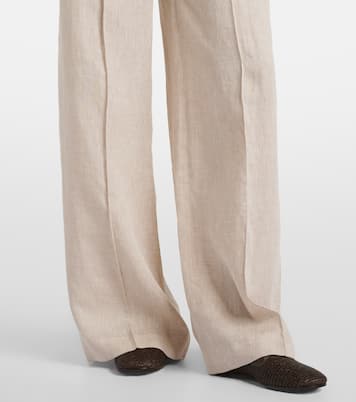 Pantaloni a gamba larga in lino | Brunello Cucinelli
