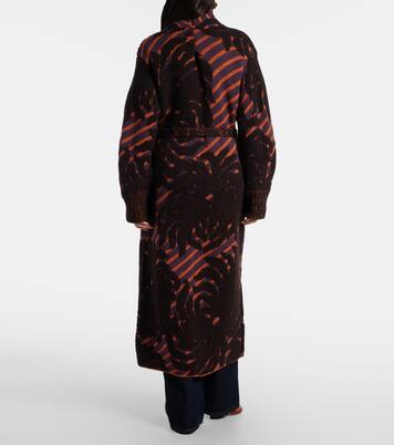 Wool and alpaca-blend jacquard wrap coat | Dries Van Noten